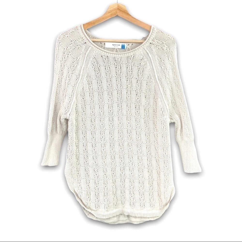 Anthropologie, Sparrow - 100% Cotton Knit Sweater with 3/4 Sleeves - Small